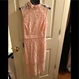 Bebe light pink lace midi dress